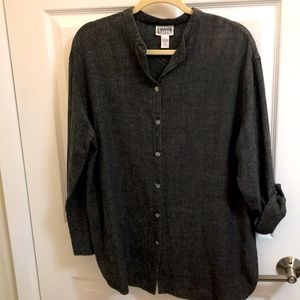 Chico Size 1 Mandarin Collar Button Down Shirt